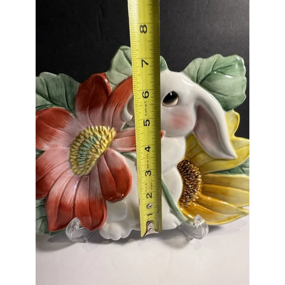 Fitz & Floyd Bunny Blooms Serving Platter Easter Rabbit Floral Tray Essentials